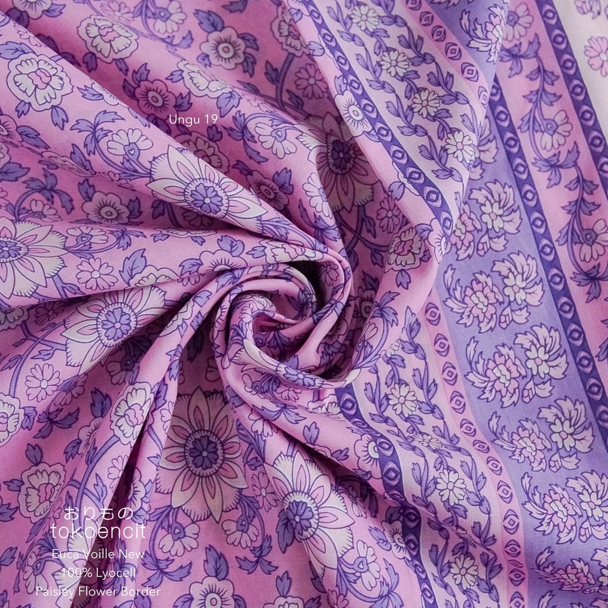 Euca Voille | Paisley Flower Border (Soft)