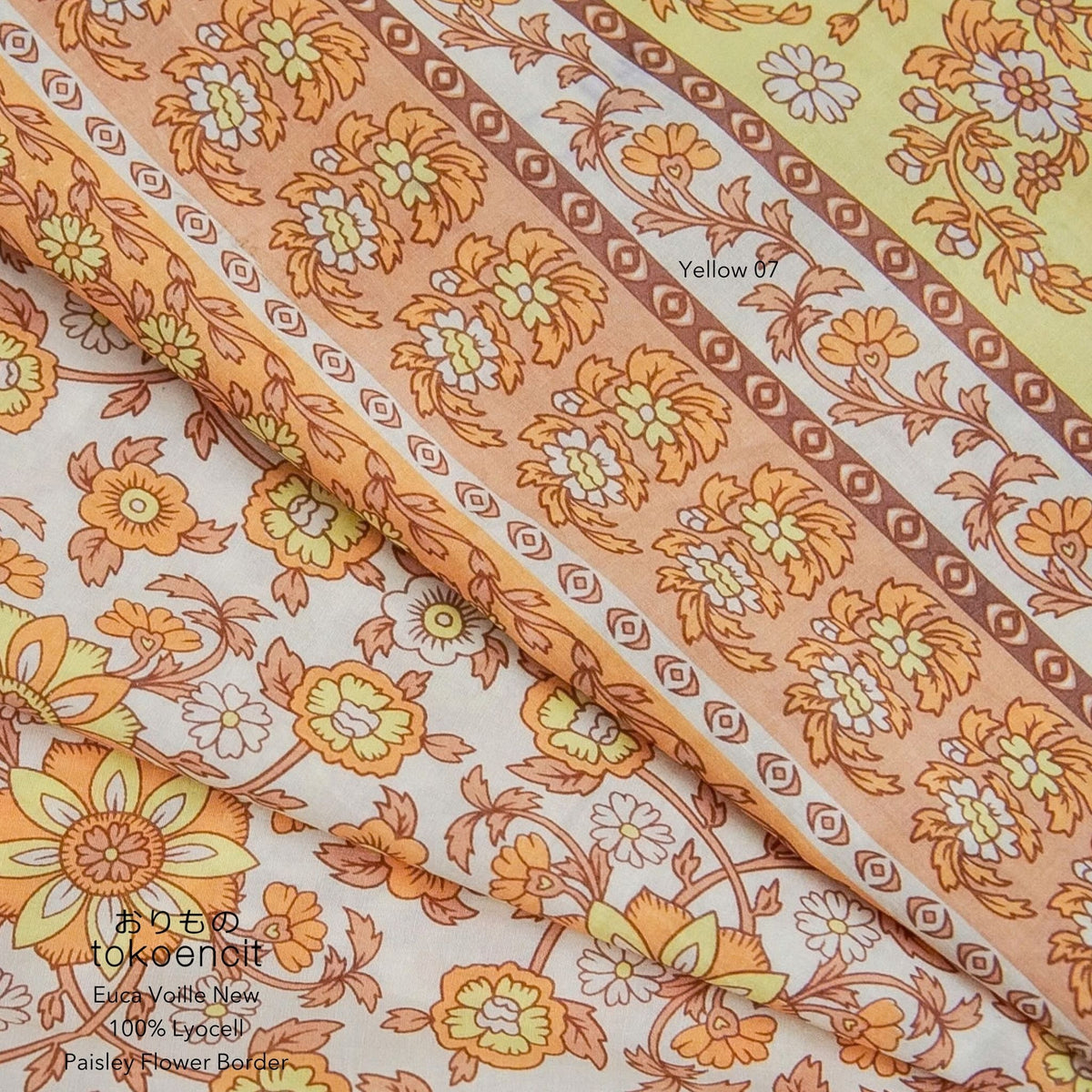 Euca Voille | Paisley Flower Border (Soft)