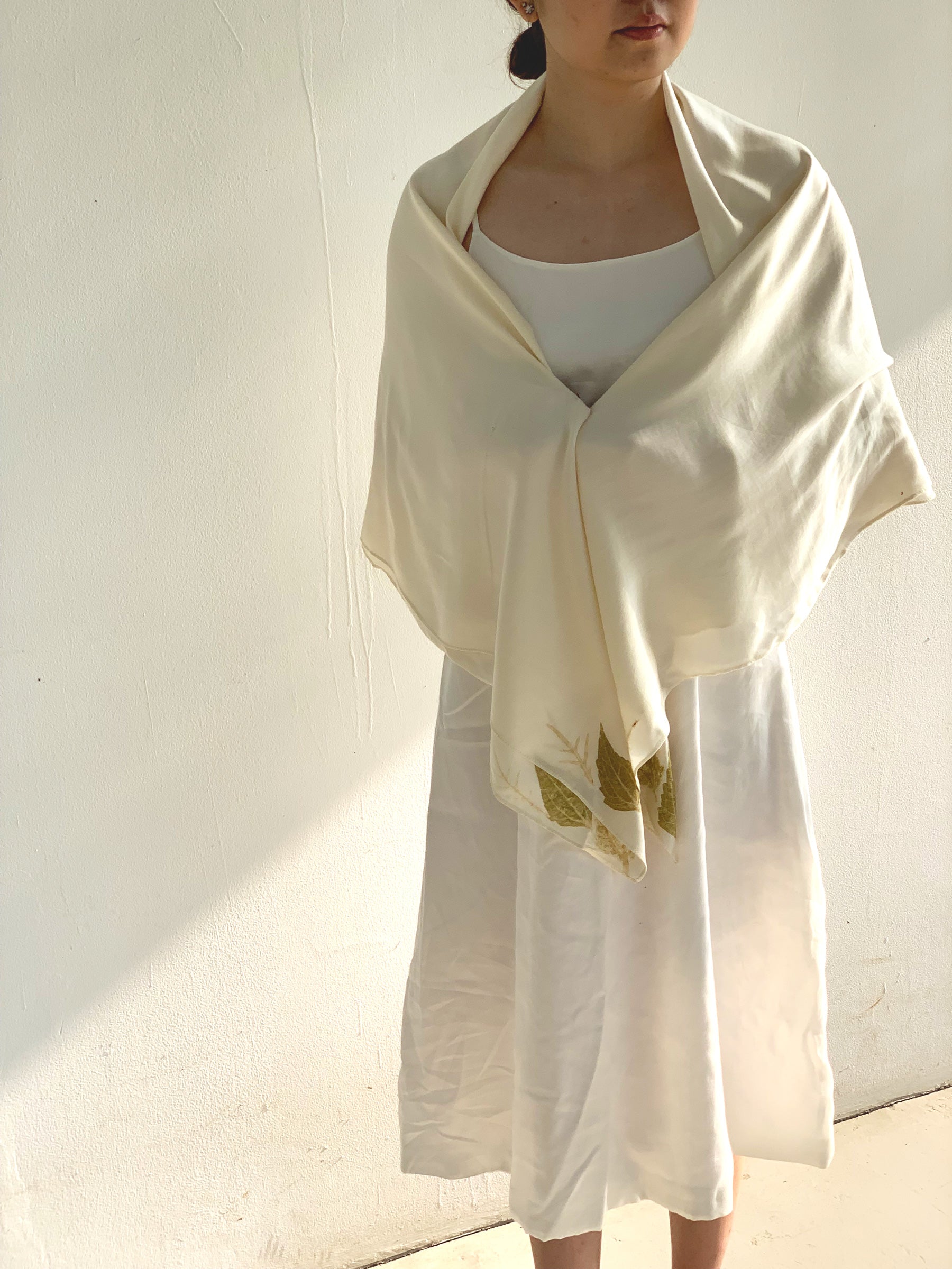 Eco Print Scarf (120x120) | in Euca Sateen