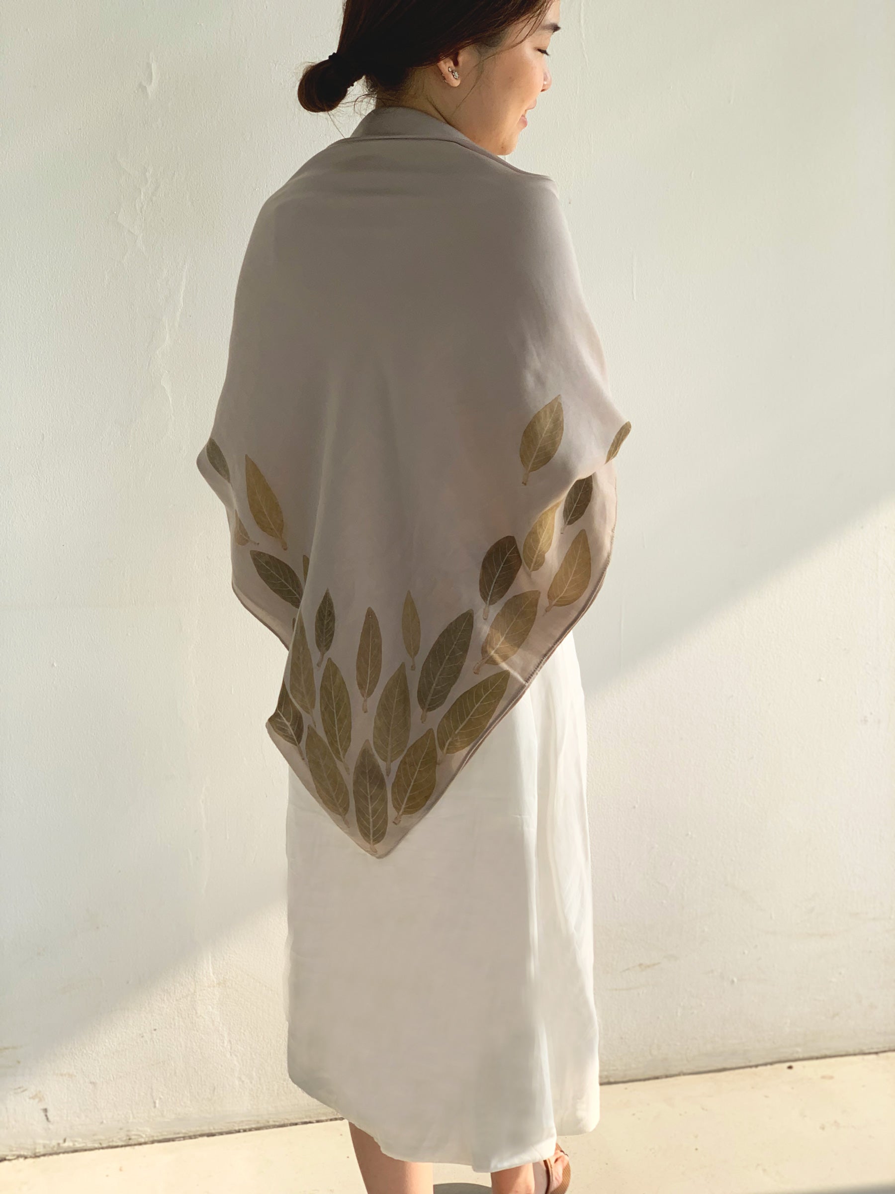 Eco Print Scarf (120x120) | in Euca Sateen