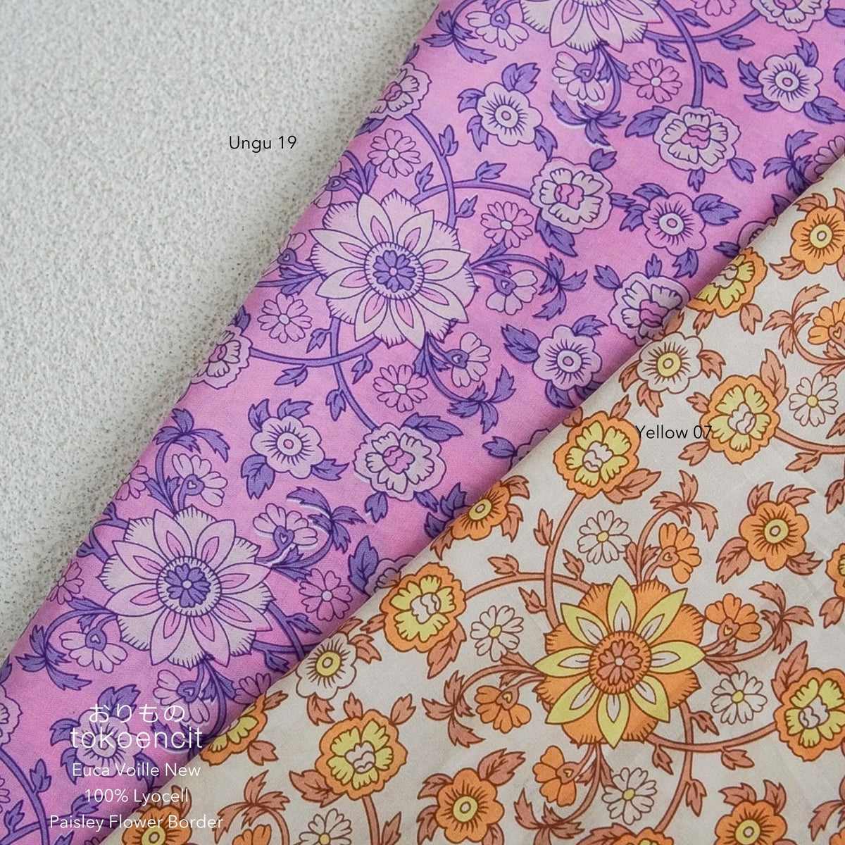 Euca Voille | Paisley Flower Border (Soft)