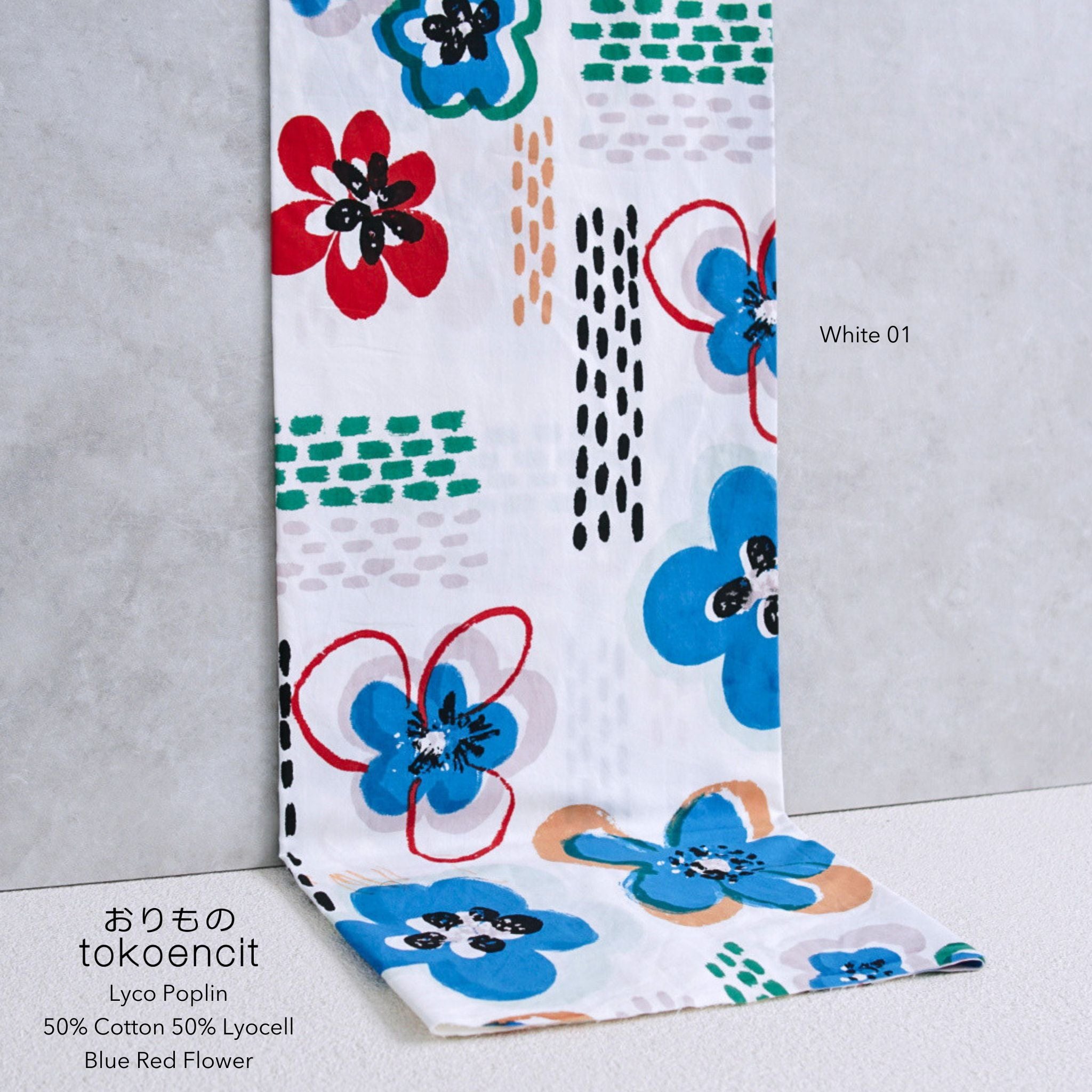 Lyco Poplin | Blue Red Flower