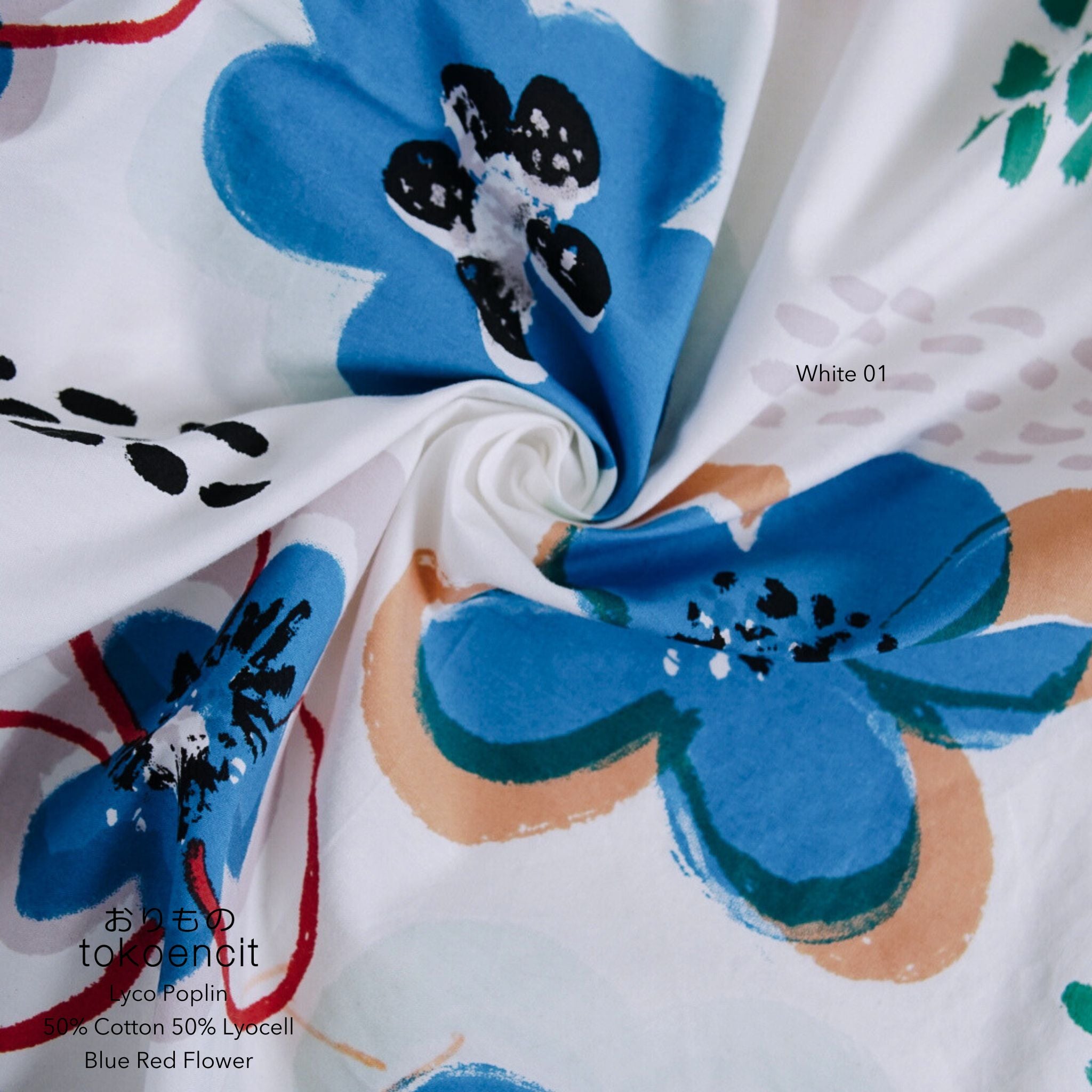 Lyco Poplin | Blue Red Flower