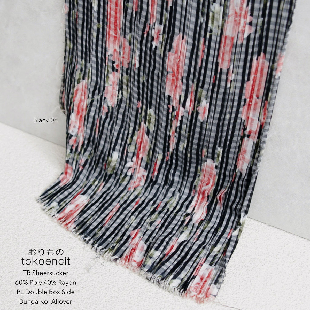 TR Sheersucker | Pleat Double Box Side Bunga Kol Allover