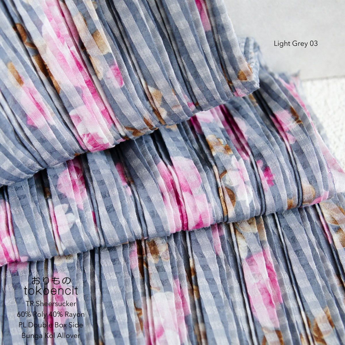 TR Sheersucker | Pleat Double Box Side Bunga Kol Allover
