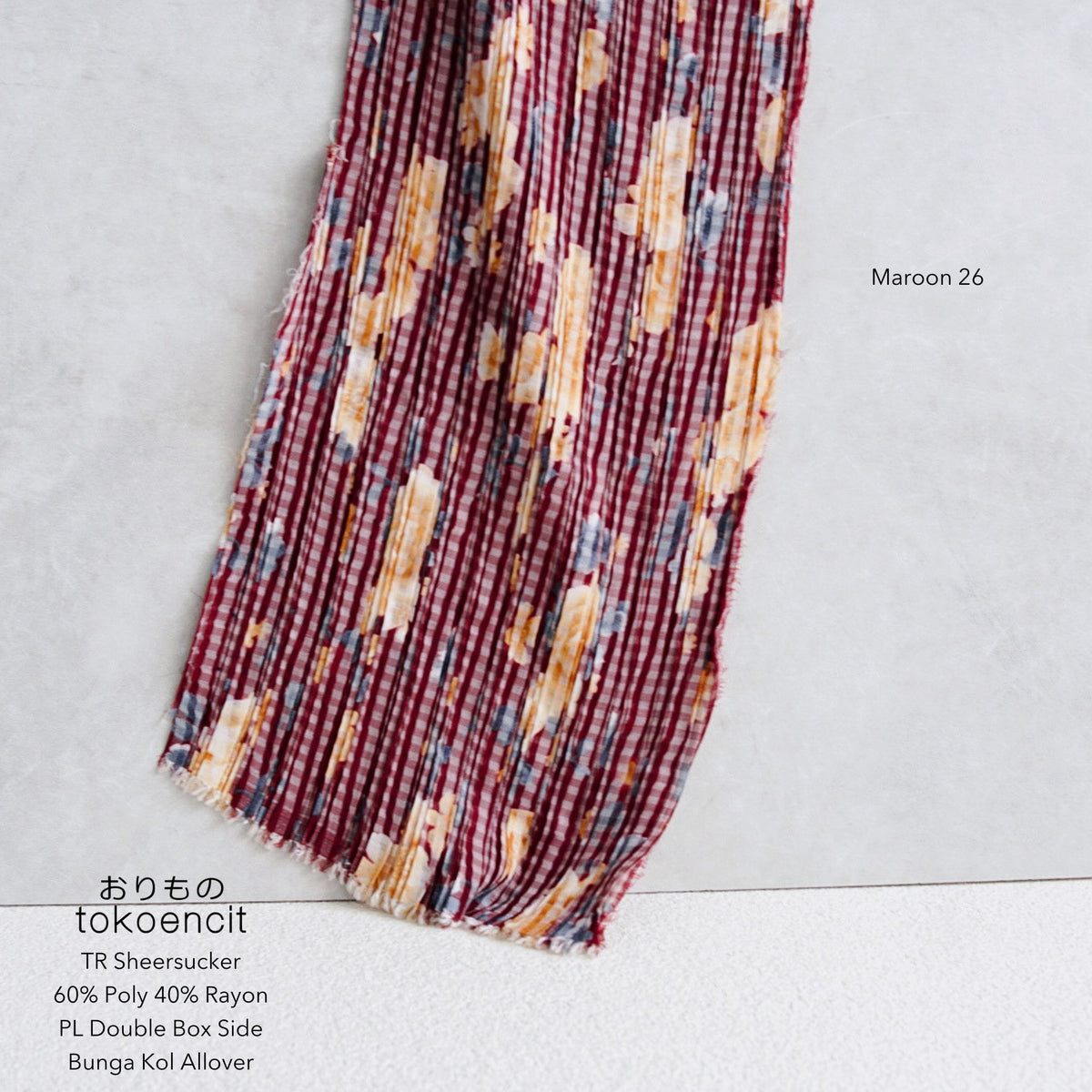TR Sheersucker | Pleat Double Box Side Bunga Kol Allover