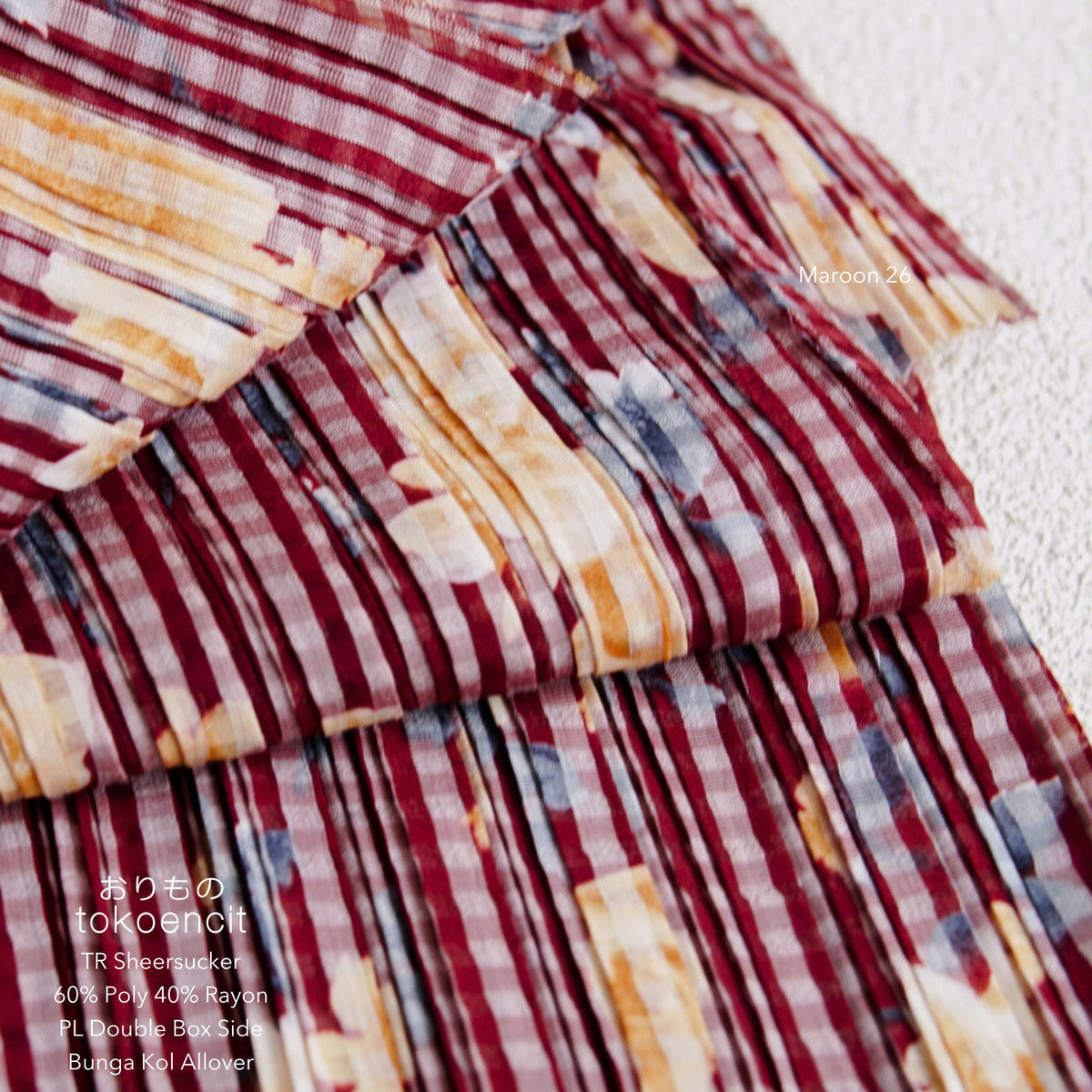 TR Sheersucker | Pleat Double Box Side Bunga Kol Allover
