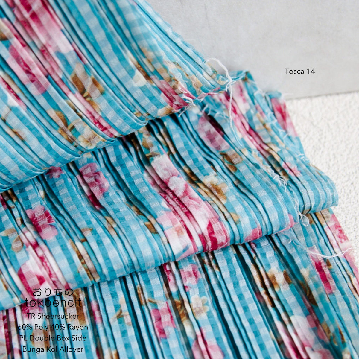 TR Sheersucker | Pleat Double Box Side Bunga Kol Allover