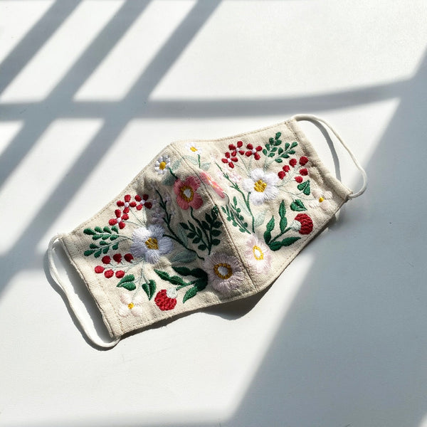 Linen Mask | Vintage Florist Embroidery
