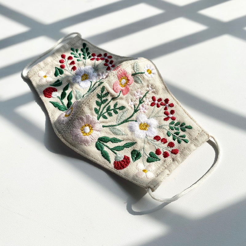 Linen Mask | Vintage Florist Embroidery